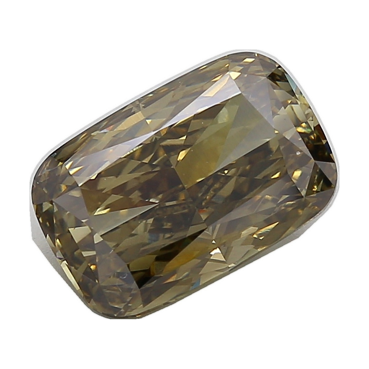 6.52 ct elongated cushion lab-grown diamond, fancy grey yellow, VS1 clarity, IGI certified, still from its 360° video