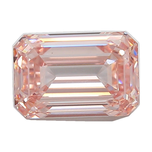 6.52 ct emerald lab-grown diamond, fancy intense brownish pink, VS1 clarity, IGI certified, still from its 360° video