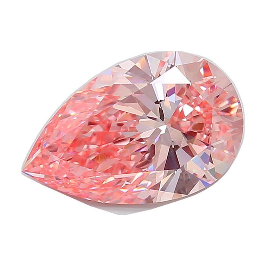 7.07 ct pear lab-grown diamond, fancy vivid pink, VVS2 clarity, IGI certified, still from its 360° video