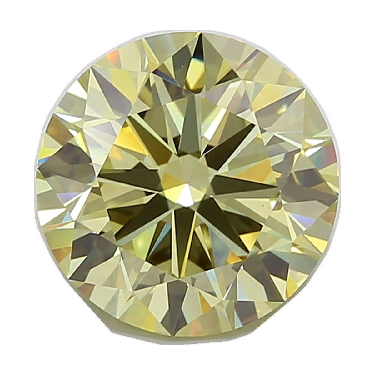 7.08 ct round lab-grown diamond, fancy light yellow, VS1 clarity, IGI certified, still from its 360° video