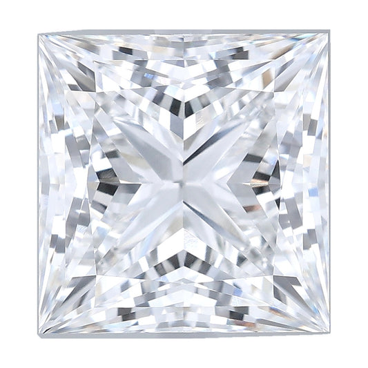 7.15 ct princess lab-grown diamond, D color, VVS2 clarity, IGI certified, still from its 360° video
