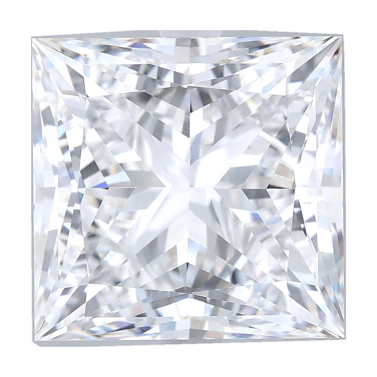 7.59 ct princess lab-grown diamond, E color, VVS2 clarity, GIA certified, still from its 360° video