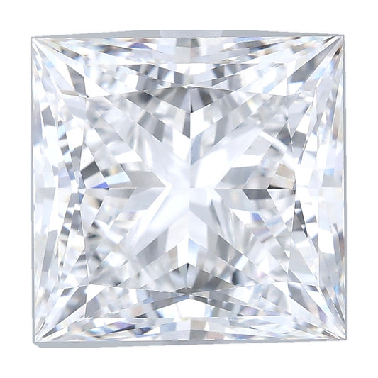 7.59 ct princess lab-grown diamond, E color, VVS2 clarity, GIA certified, still from its 360° video