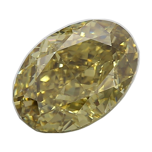 7.80 ct oval lab-grown diamond, fancy intense greyish yellow, VS1 clarity, IGI certified, still from its 360° video