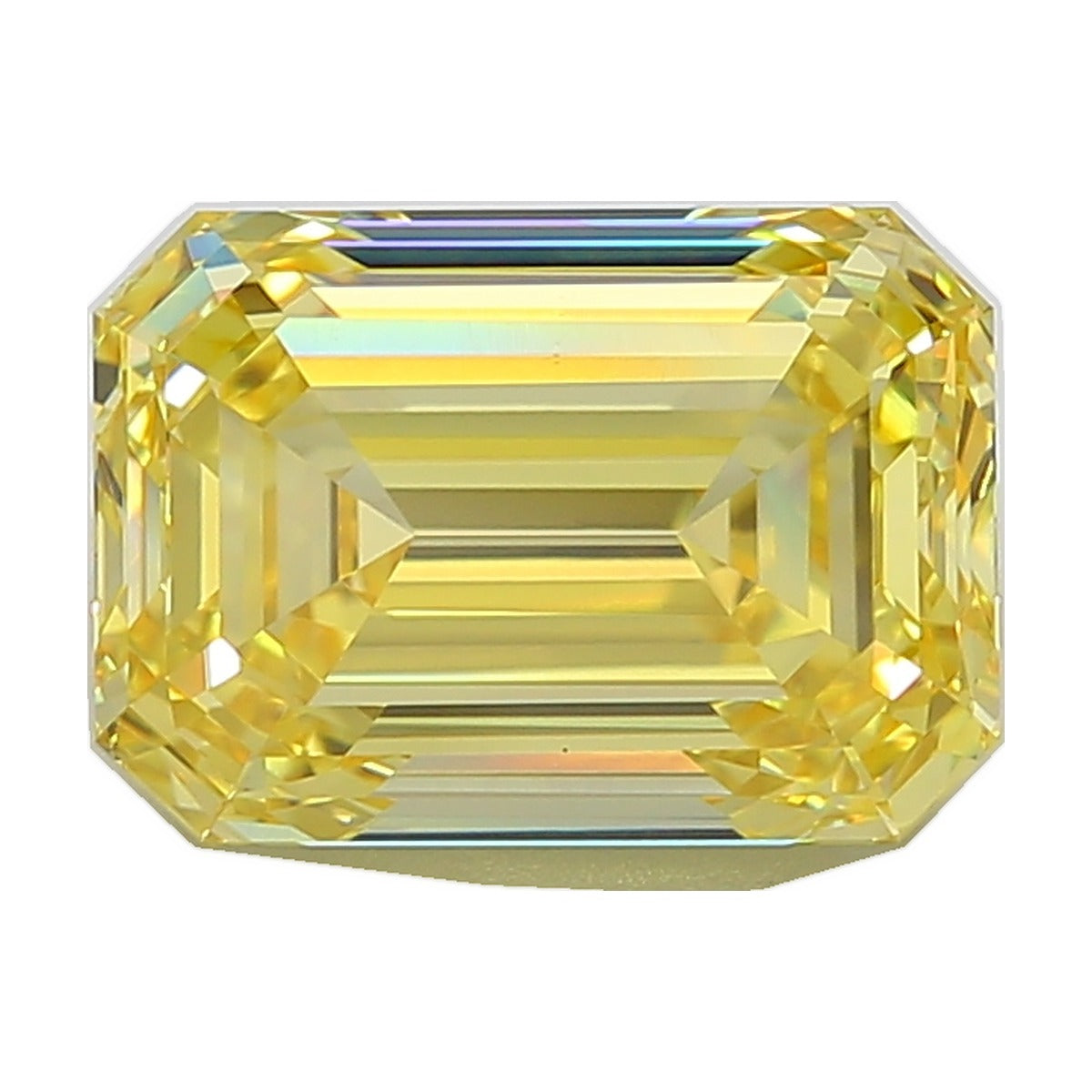 8.14 ct emerald lab-grown diamond, fancy intense yellow, VVS2 clarity, IGI certified, still from its 360° video