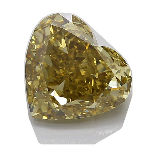 9.18 ct heart lab-grown diamond, fancy intense greyish yellow, VS1 clarity, IGI certified, still from its 360° video